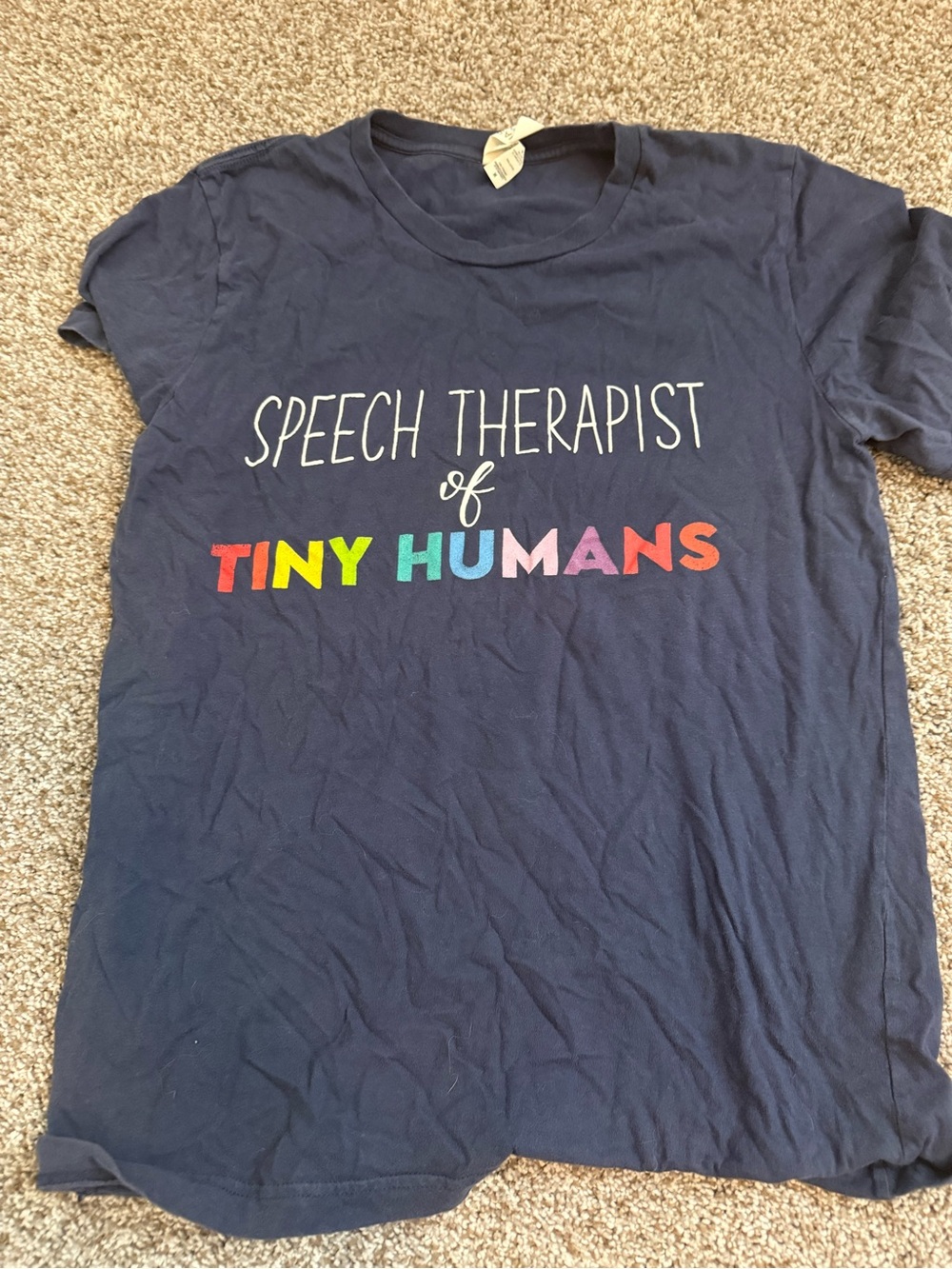 Bella Canvas Navy Speech Therapist Crewneck T‑Shirt